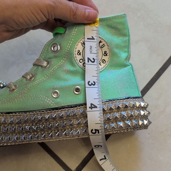 NEW Nan-Ku Free People High Top Sneaker Rhinestone Studded Mint Size 7.5 - Picture 11 of 15